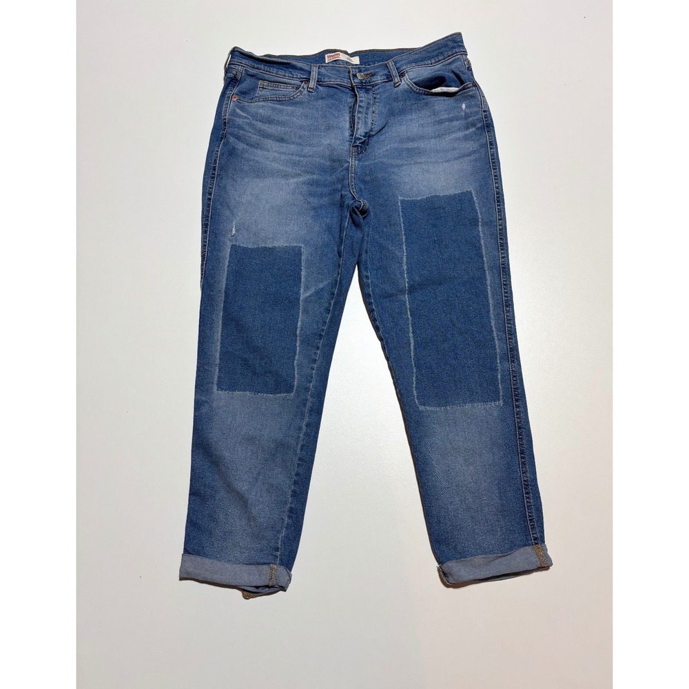Signature Levi Strauss Heritage Boyfriend Jeans Blue Patchwork Size 14 W32